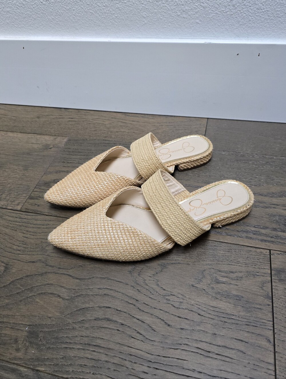 Jessica Simpson Lujane Pointed Toe Jute Mule Slides